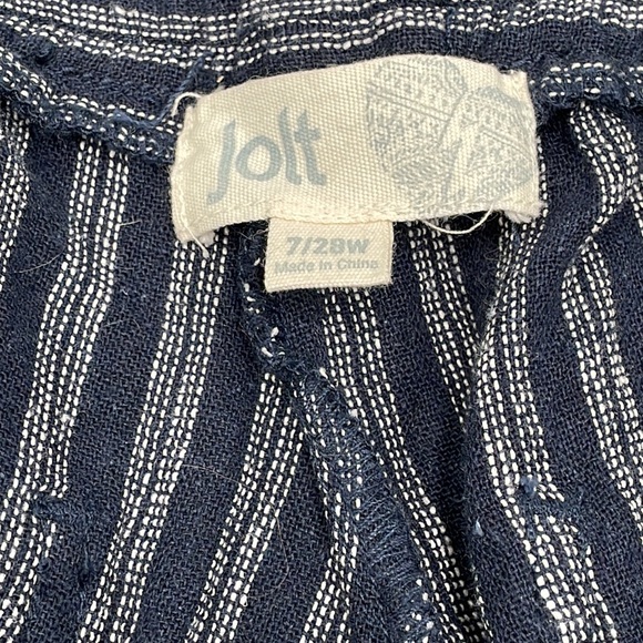 Jolt Navy Striped Wide Leg Pants - Picture 3 of 11